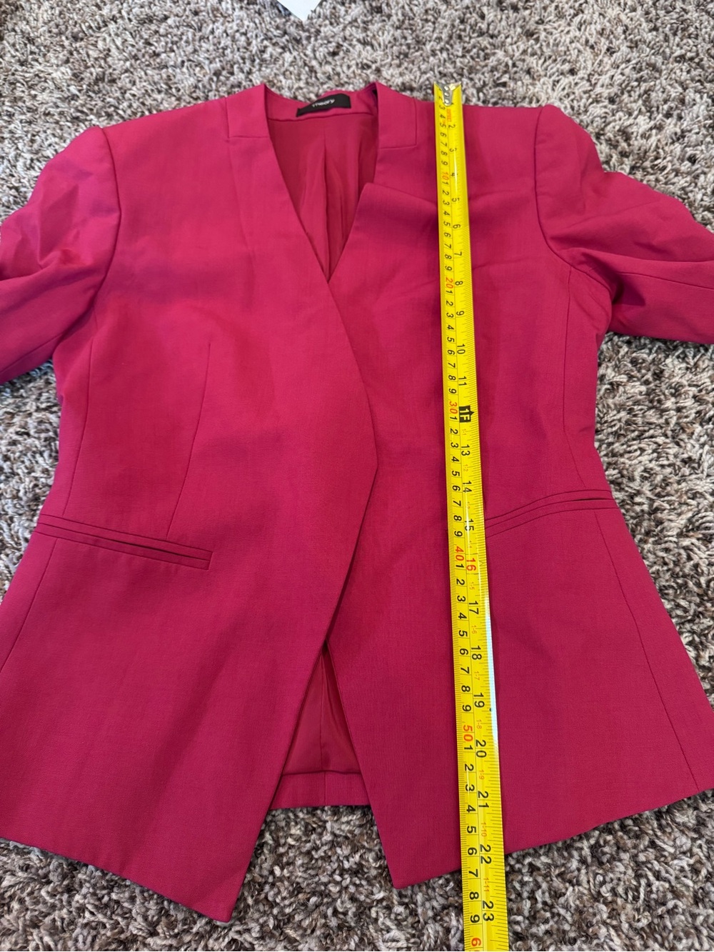Theory Isita Wild Pink Fuchsia Blazer Open Front 2 $495 - Picture 8 of 10